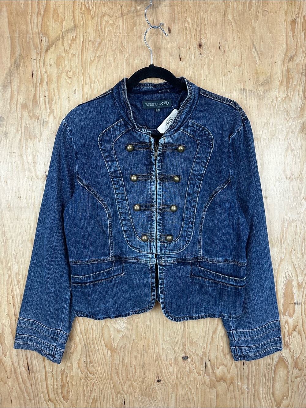 Yours Clothing Dark Blue Denim Military-Inspired Jacket